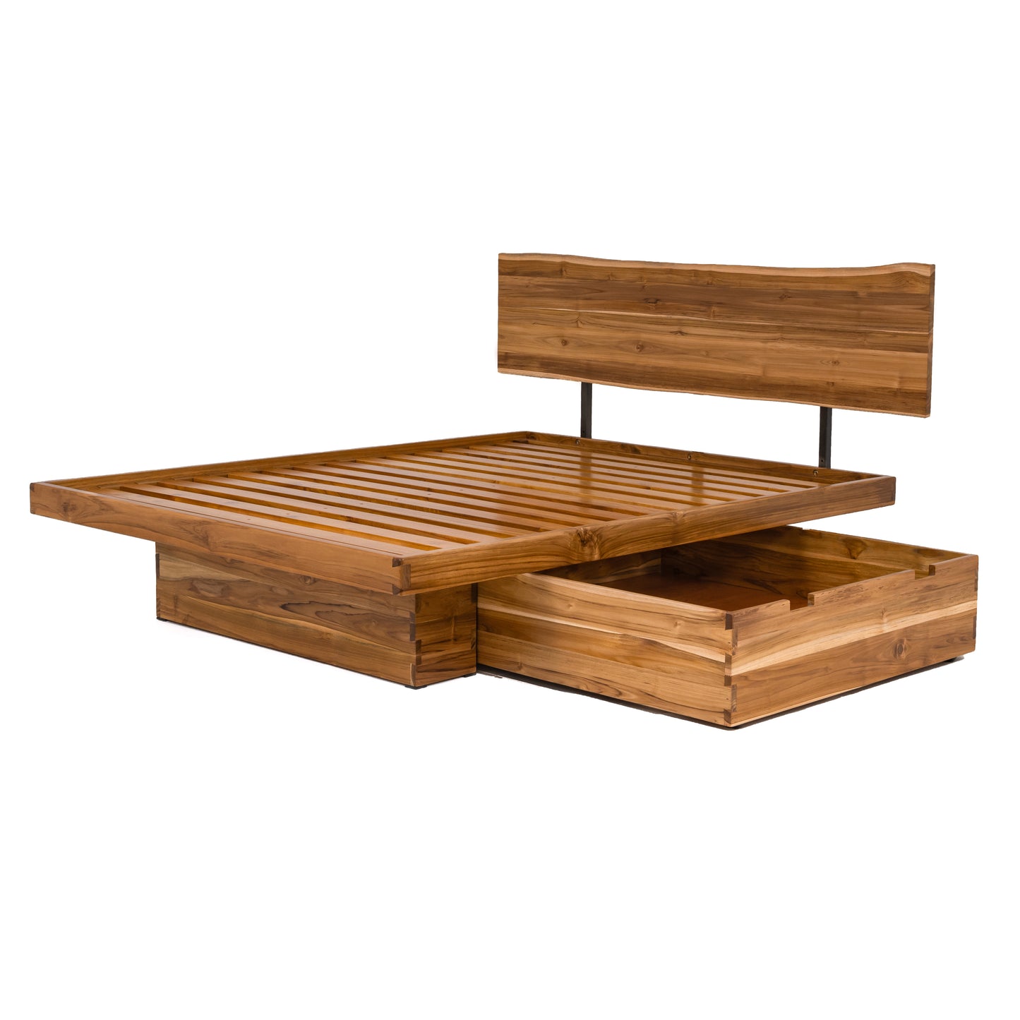 Live Edge Platform Elate Storage Bed with Headboard