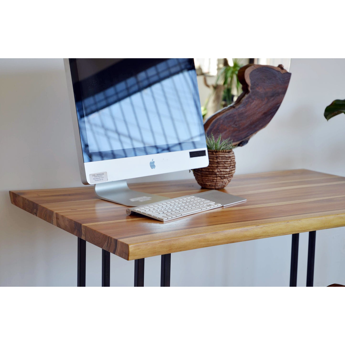 Kali Live Edge  + Wireframe Standing Desk