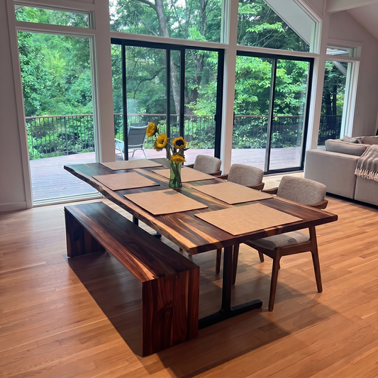 Teak Kali Live Edge + Slim Dining Table