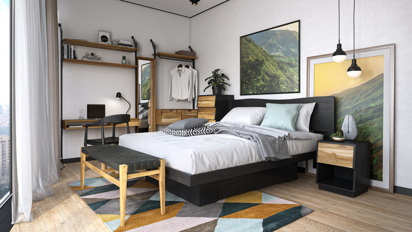 Live Edge Platform Elate Storage Bed with Headboard