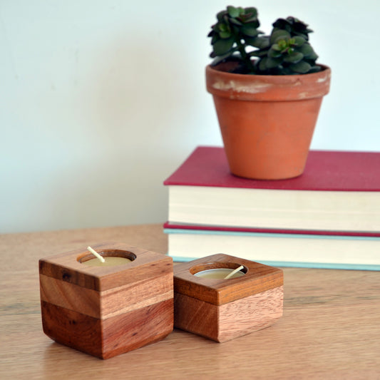 Rishi Wood Candle Holders