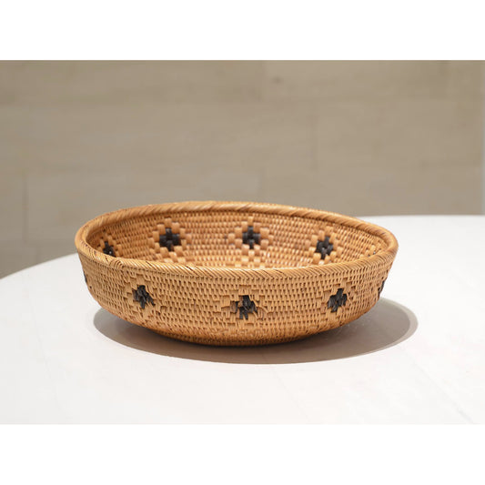 Woven Ata Reed Bowl - Round with Black Detailing