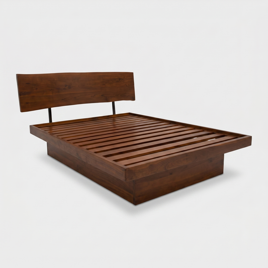 Live Edge Platform Elate Storage Bed with Headboard