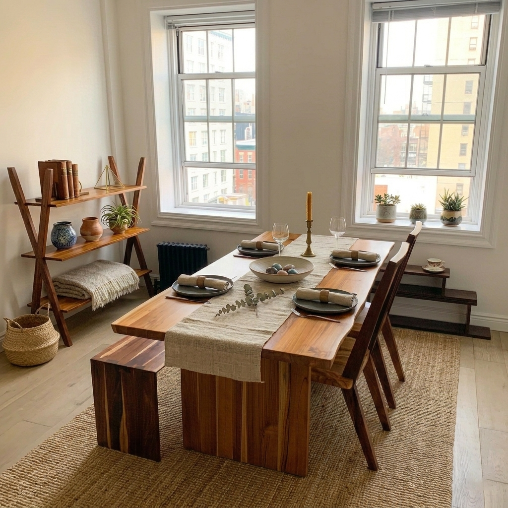 Lurus Base + Kali Live Edge Dining Table