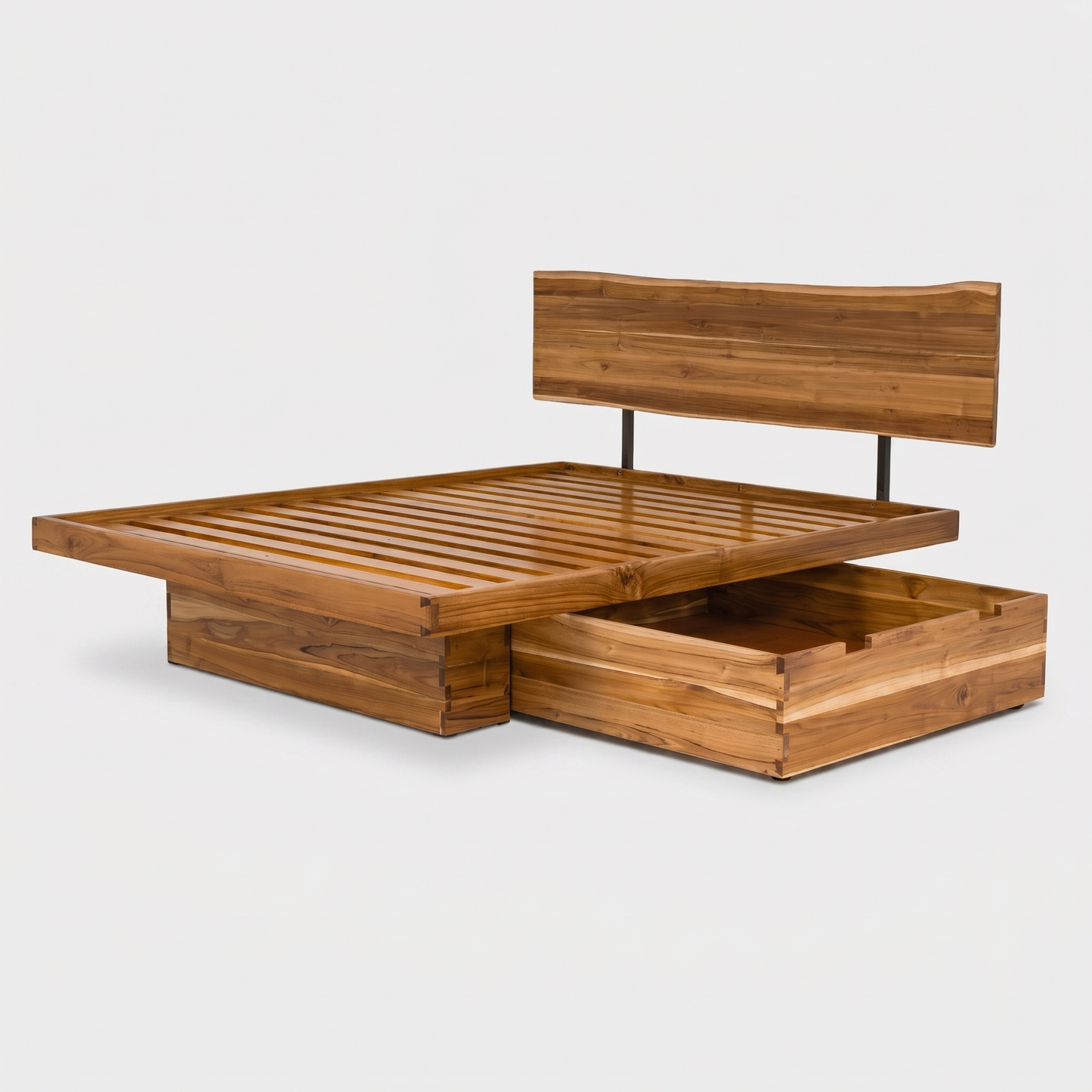 Live Edge Platform Elate Storage Bed with Headboard