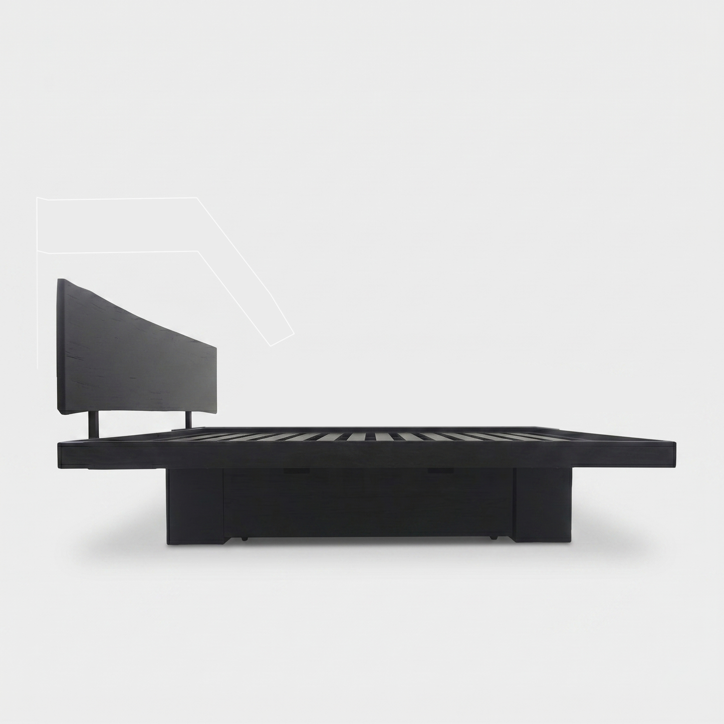 Live Edge Platform Elate Storage Bed with Headboard