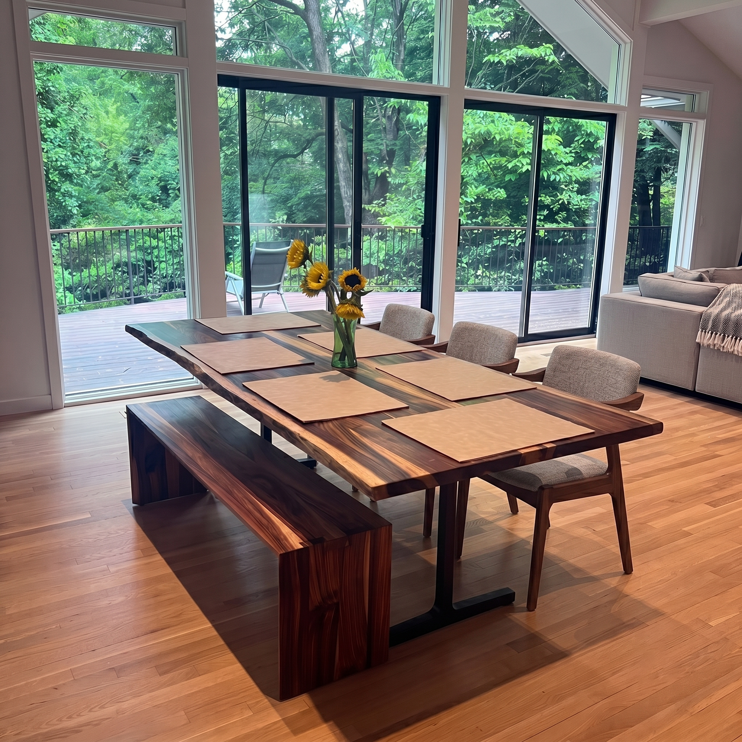 Teak Kali Live Edge + Slim Dining Table